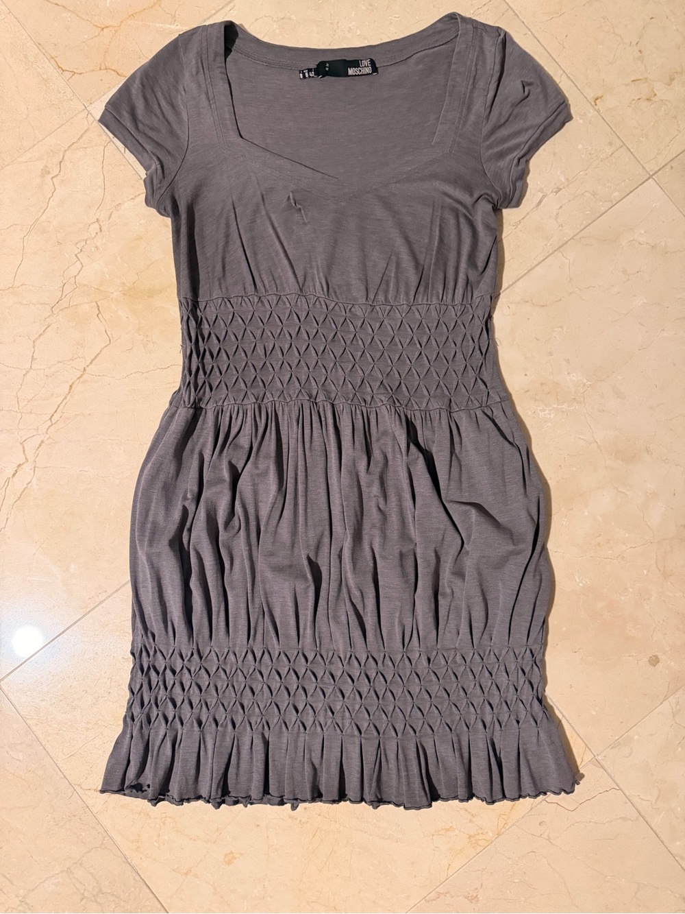 Love Moschino Gray Scoop Neck Knit Top
